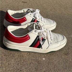 gucci web accent leather sneakers